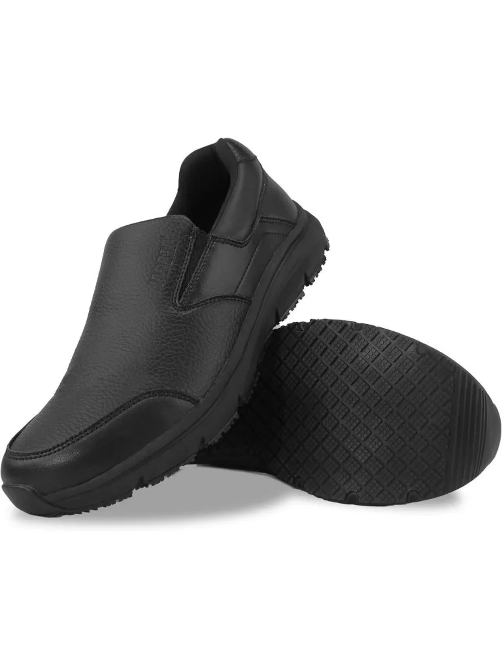 Jacata Men's Black Faux Leather Slip On Water Resistant Non Slip Walk Sneakers